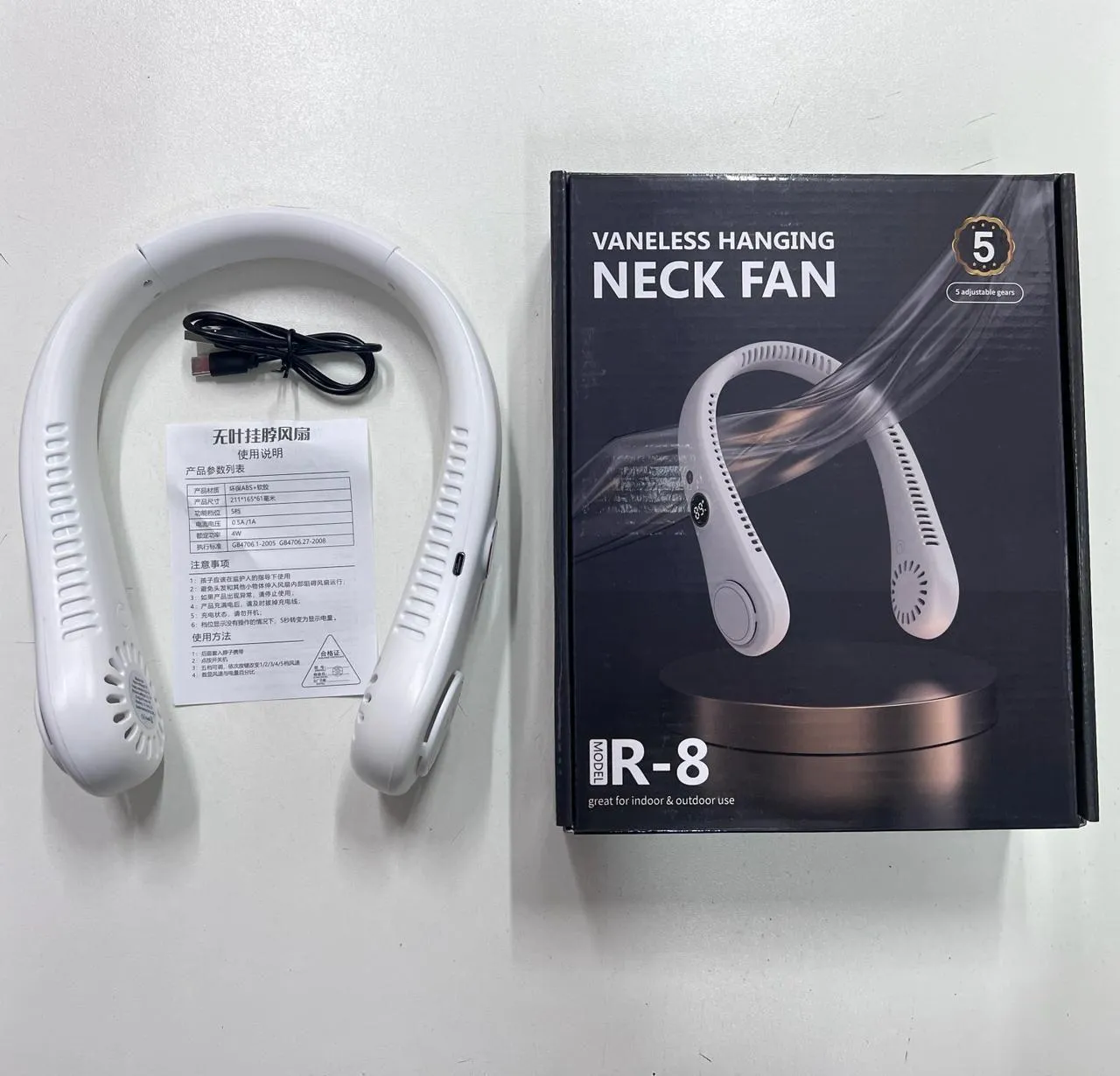 Портативный шейный вентилятор двойное охлаждение Neck Fan R-8