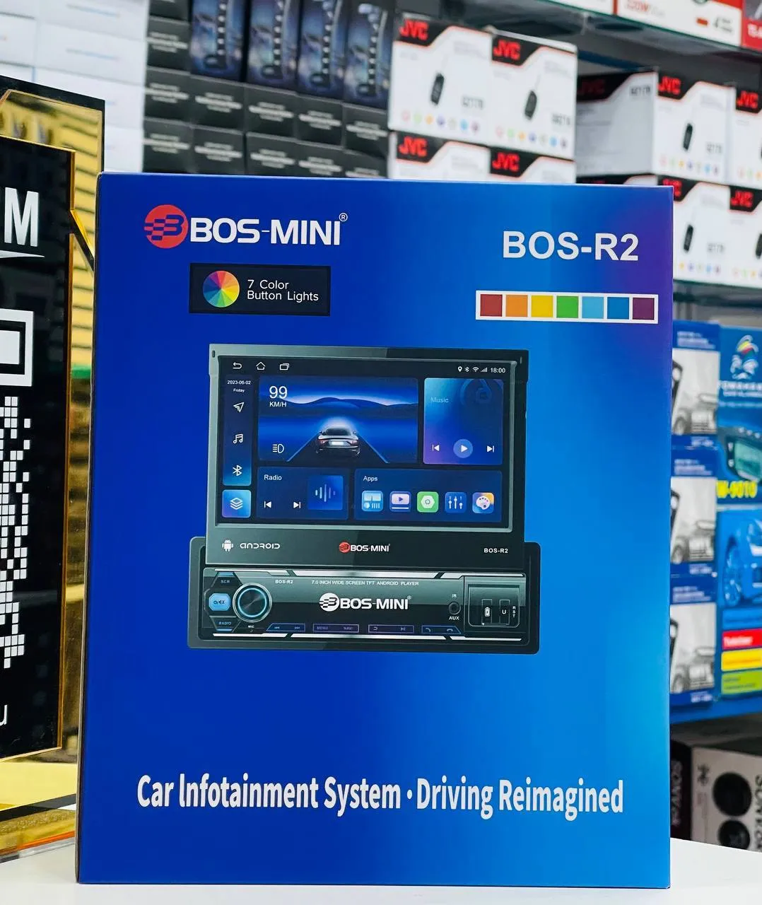 Автомагнитола с выдвижным экраном BOS-MINI R2 Android  4+64GB